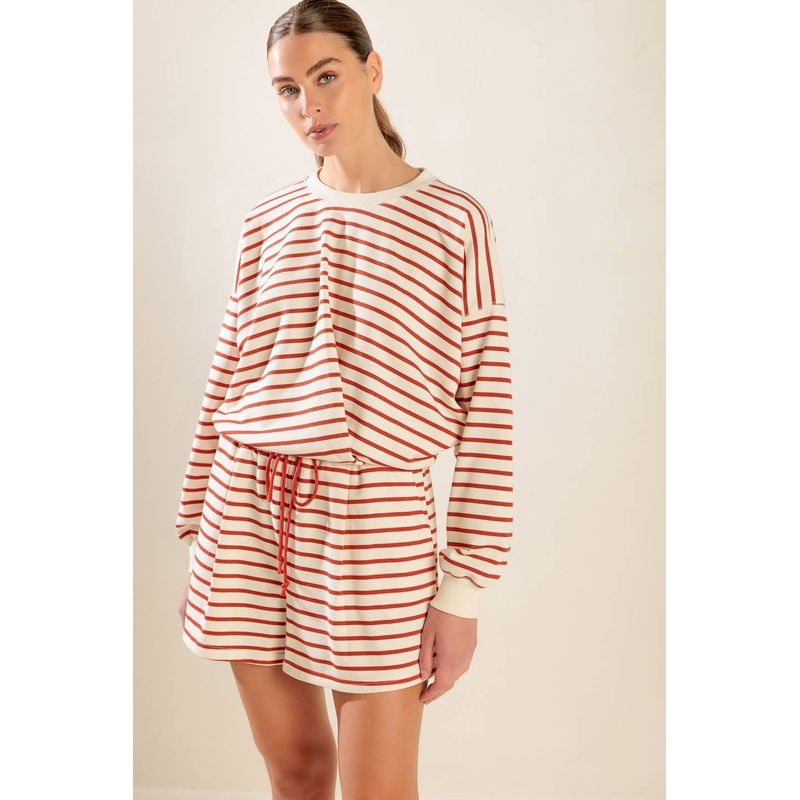 LOVER GIRL FRENCH TERRY TOP|CREAM/PUMPKIN|OATMEAL/BLUE|S|M|L