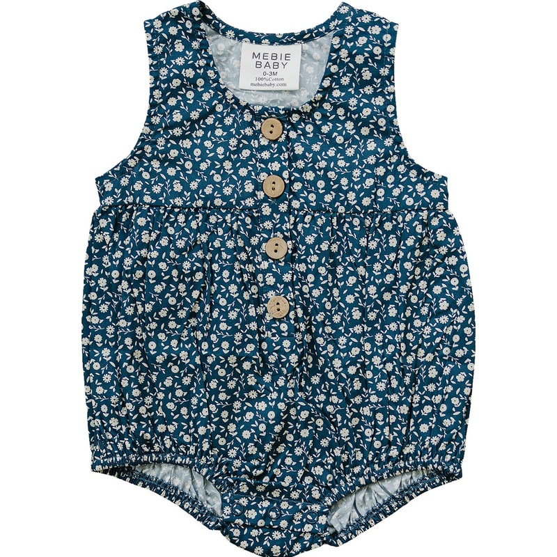 Navy Floral Bubble Romper|0-3|3-6|6-12|18|2T