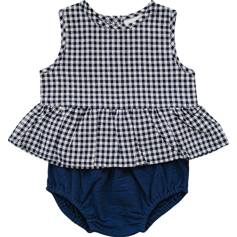 Navy Gingham Peplum Set|0-3|3-6|6-12|18