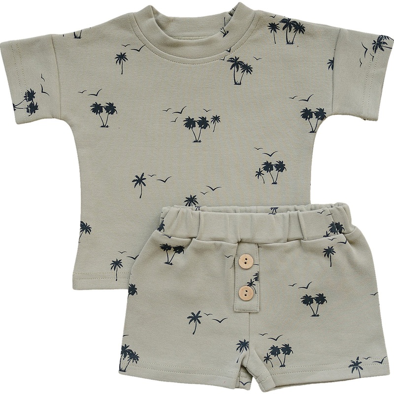 Palm Tree Button Short Set|0-3|3-6|6-12|18|2T|3T|4T|5T|6Y