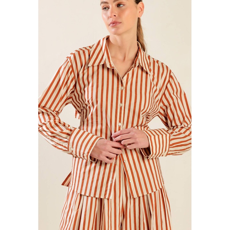 PIECES OF MY HEART WOVEN TOP|TAUPE/RUST|S|M|L