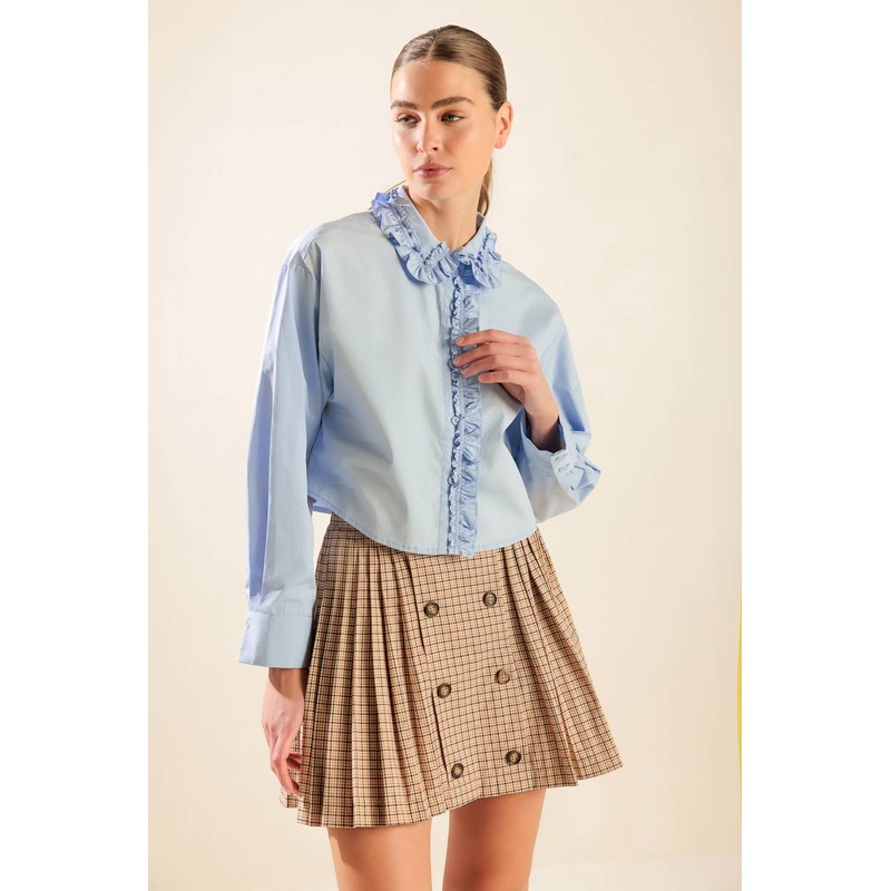 THESE MOMENTS WOVEN TOP|WHITE|SKY BLUE|S|M|L