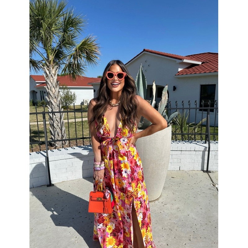 Zena Plunging Neck Maxi Dress – Sunshine