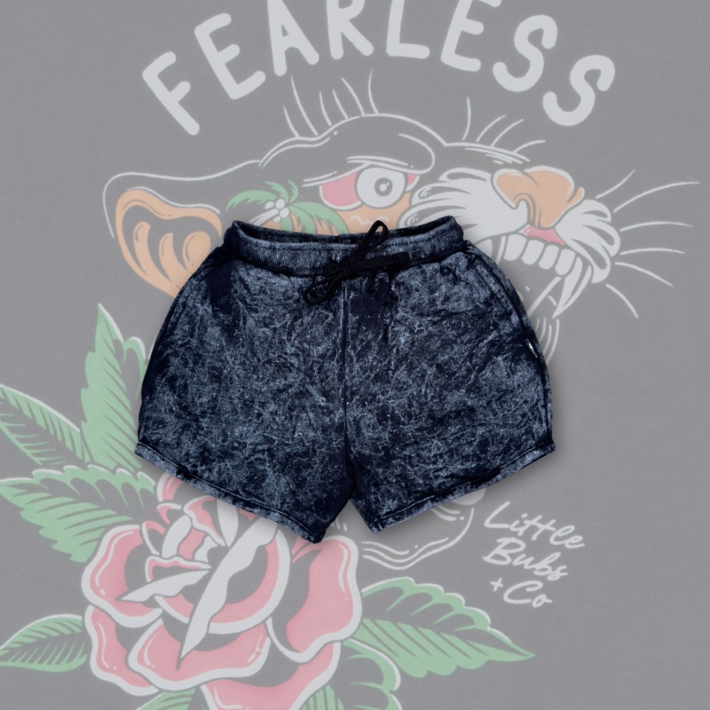 Basic Acid Wash Shorts – Black