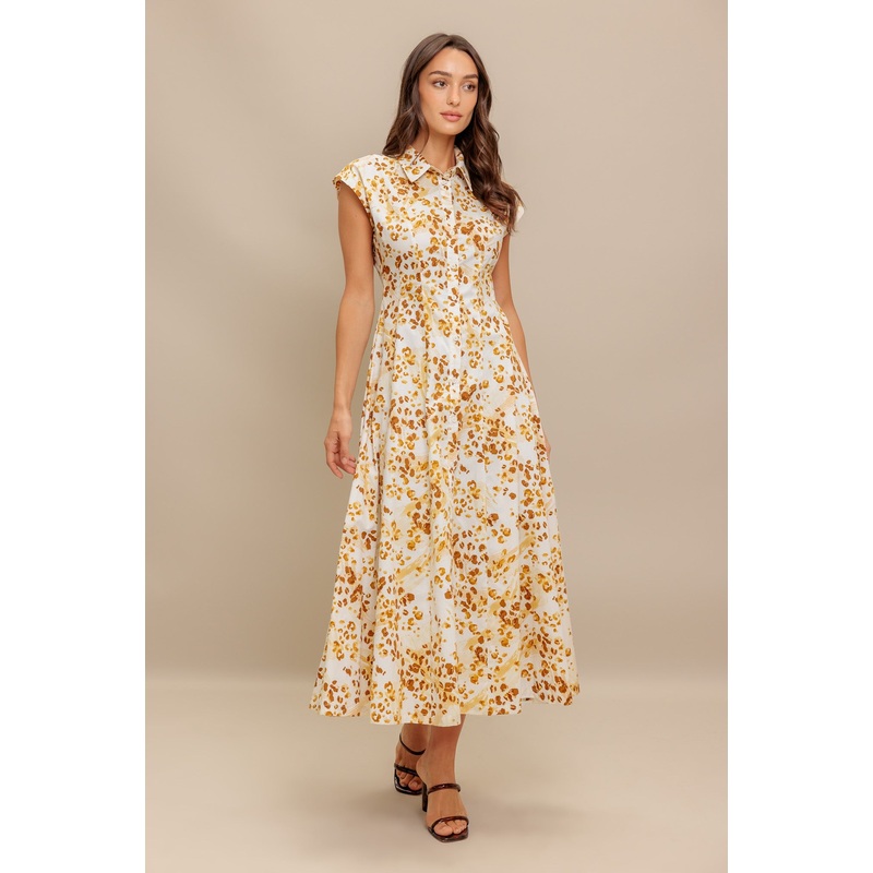 BUTTERCUP KISS WOVEN MIDI DRESS