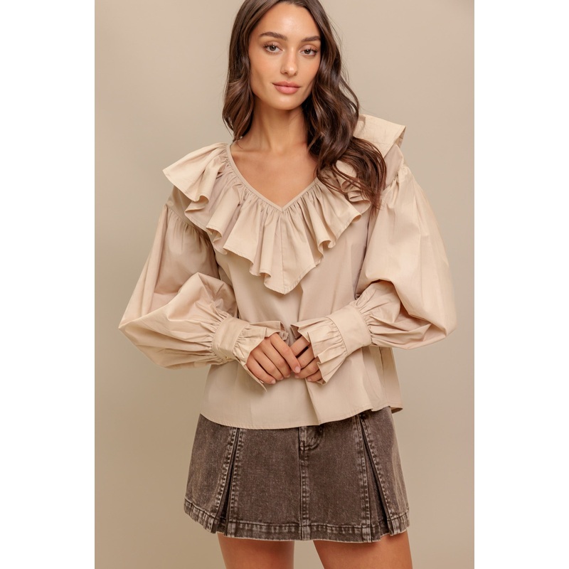 COUTURE CODE WOVEN TOP|WHITE|TAUPE|S|M|L