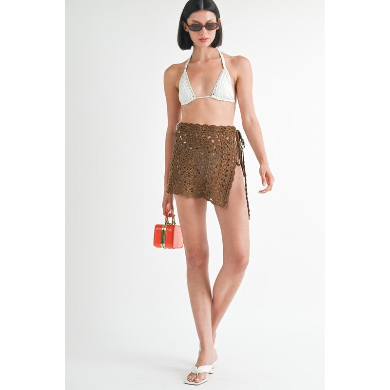CROCHET COVER UP SKIRT|BROWN|S|M|L