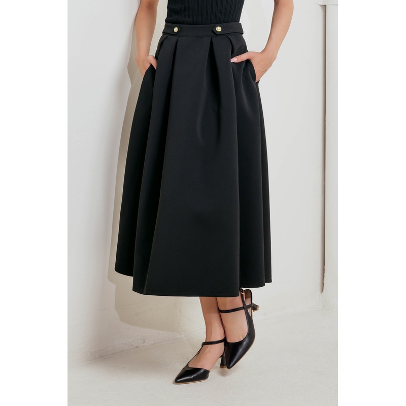 EDGE AFFAIR WOVEN FULL MIDI SKIRT