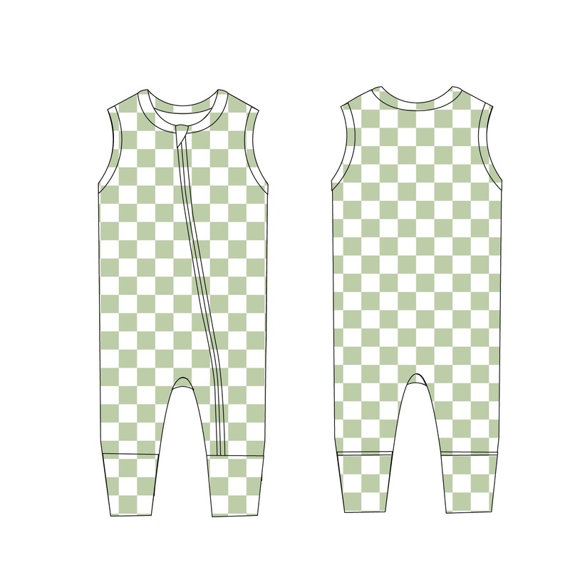 Green Checker – Sleeveless Zippy