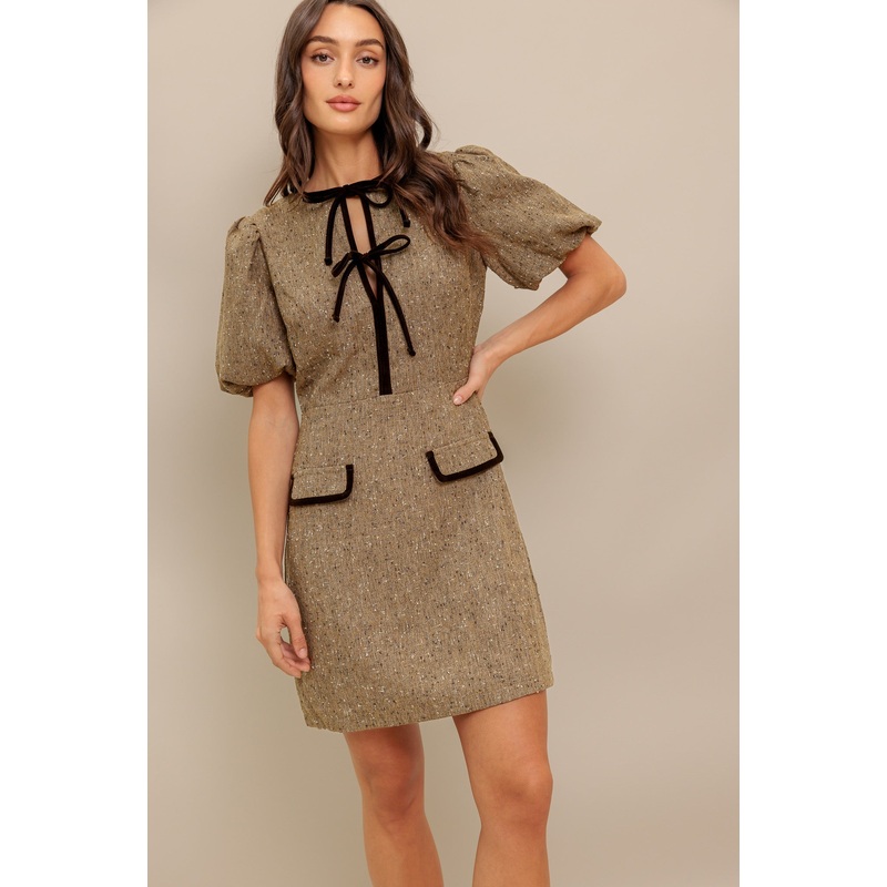 MADEMOISELLE MODE WOVEN WEED MINI DRESS