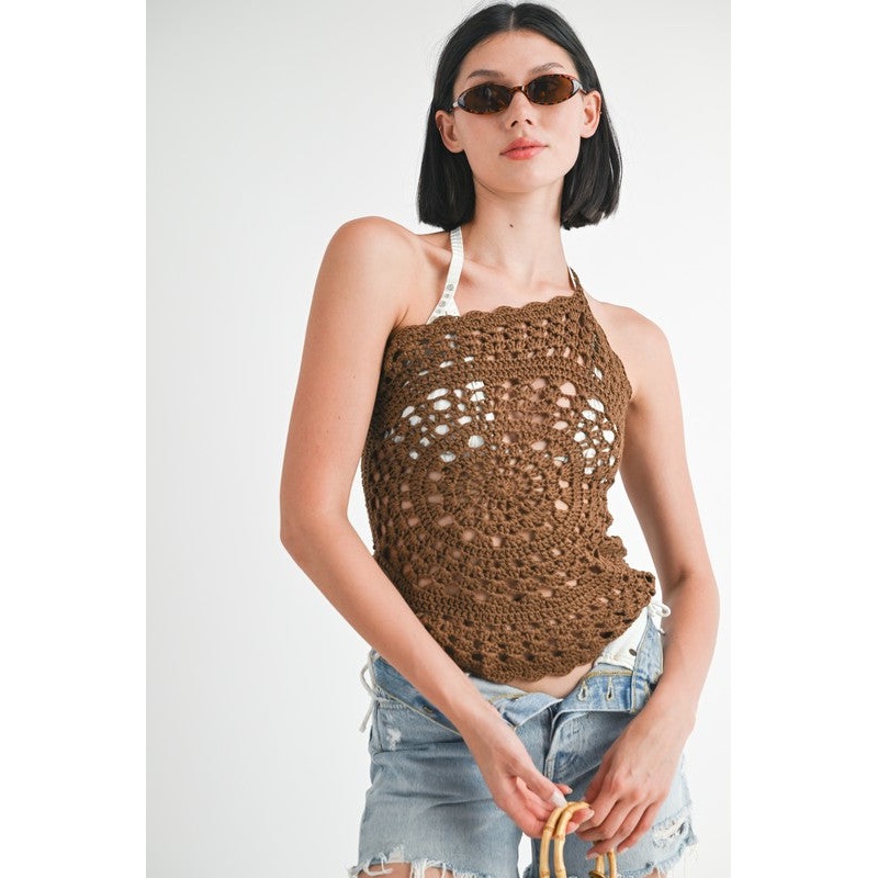 ONE SHOULDER STRAP CROCHET TOP