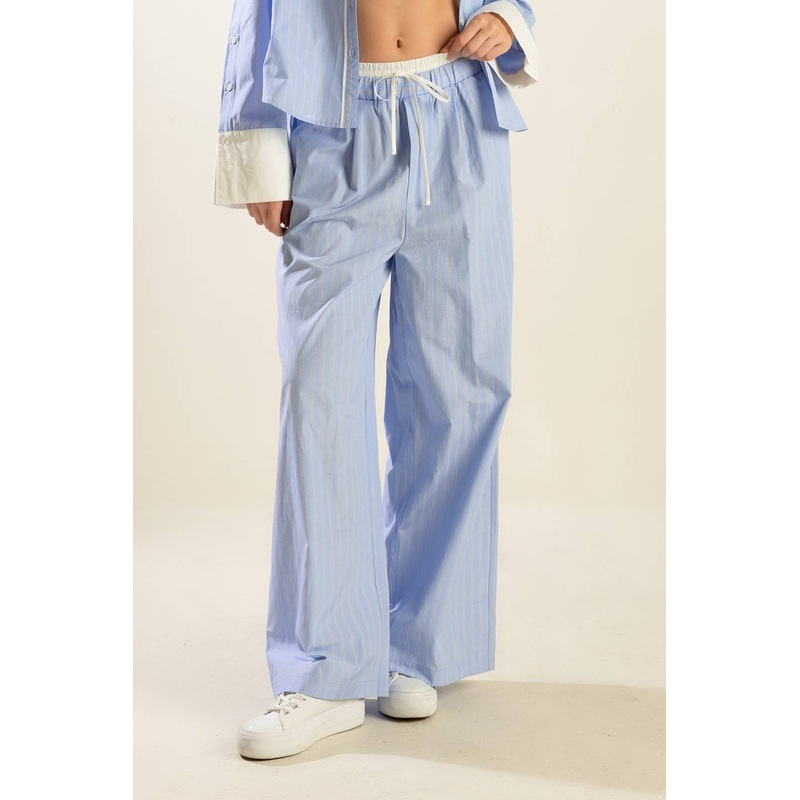SO MANY MEMORIES WOVEN PANTS|BLUE/WHITE|S|M|L