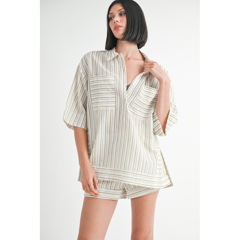 STRIPE OVERSIZED TUNIC TOP|IVORY STRIPE|S|M|L