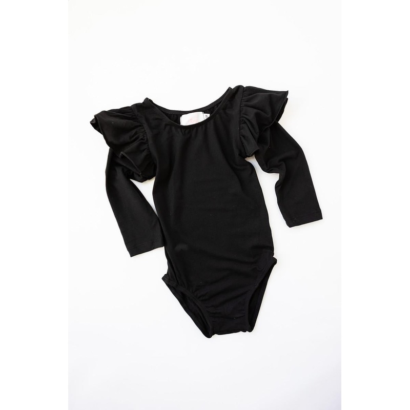 Black L/S Flutter Sleeve Leotard