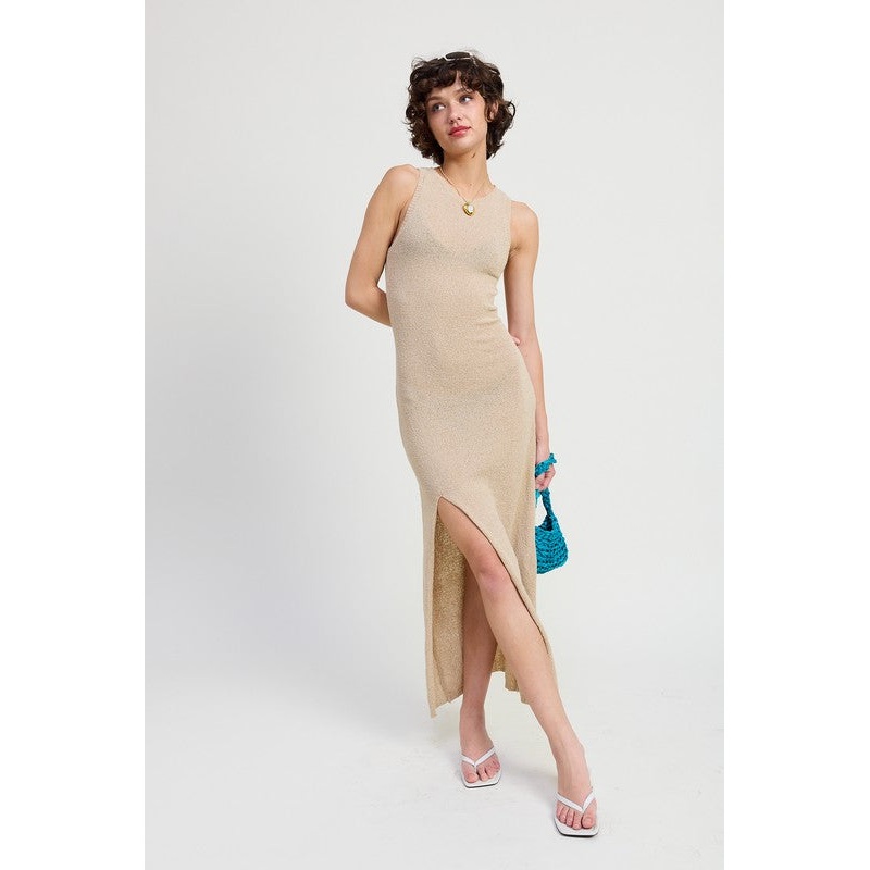 HIGH SLIT MAXI SLEEVELESS DRESS