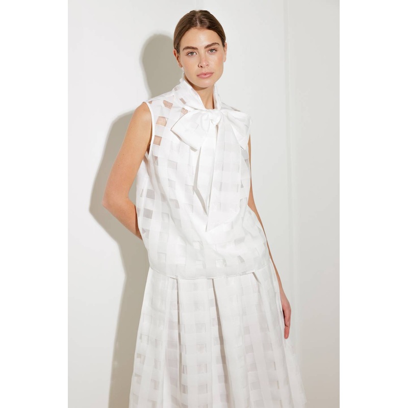 LIVE FOR US WHITE WOVEN ORGANZA TOP