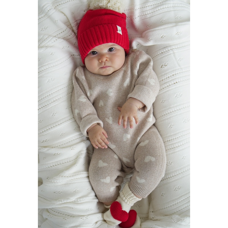 Luna + Luca Heart Jumpsuit|Newborn|0-3m|3-6m|6-12m|12-18m|18-24m|Heather Beige