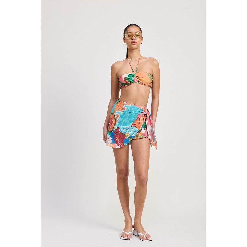 MINI WRAP SHORTS|TANGERINE TEAL PRINT|S|M|L