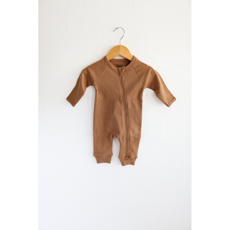 Organic Cotton Baby Zipper Sleeper in Almond