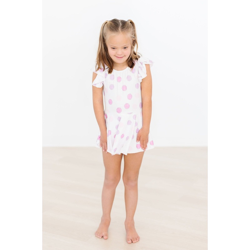 Pastel Polka Dot S/S Twirl Leotard