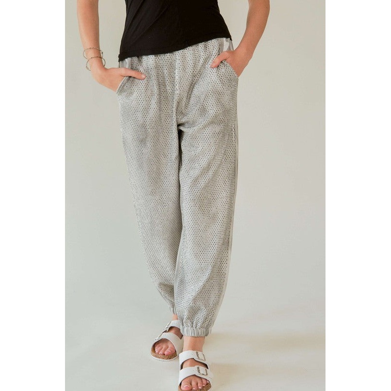 Rhinestone Elastic Waist Joggers