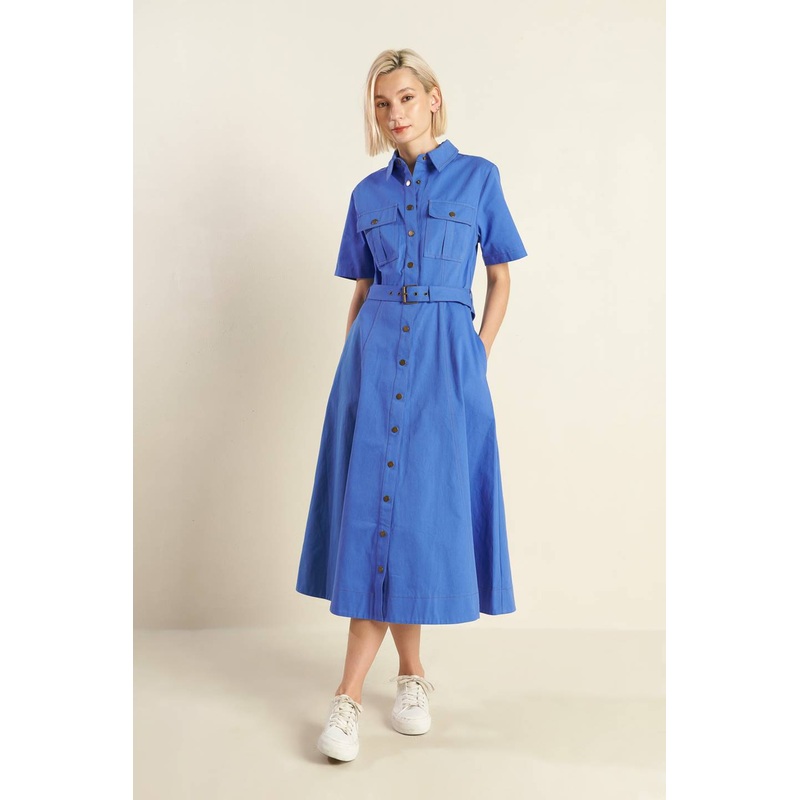 SOUL ON FIRE WOVEN MIDI DRESS|BLUE|OFF WHITE|S|M|L