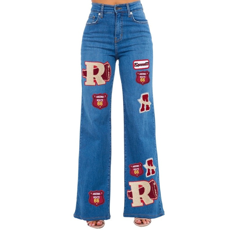 Varsity Wide Leg Jean in Medium Blue