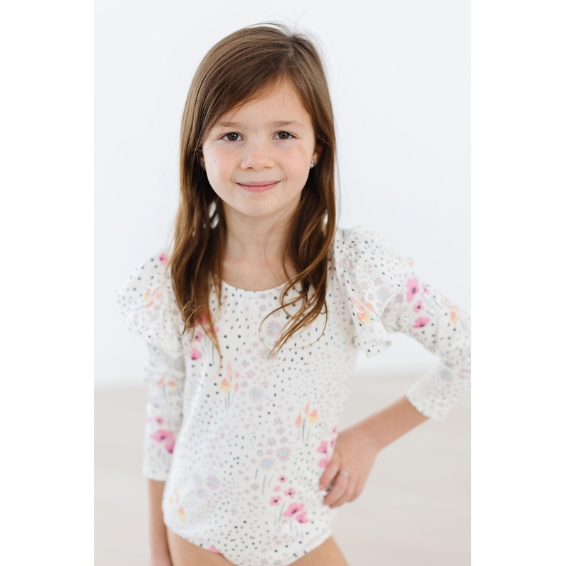 Whimsical Wildflowers L/S Flutter Sleeve Leotard