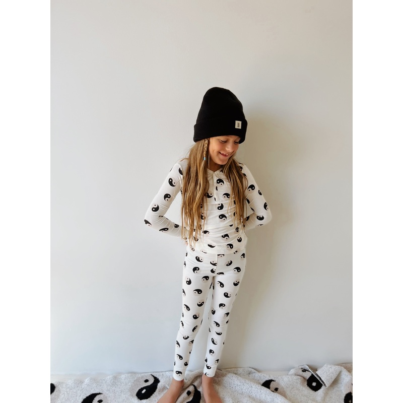 Bamboo Two Piece Pajamas | Black & White Yin Yang