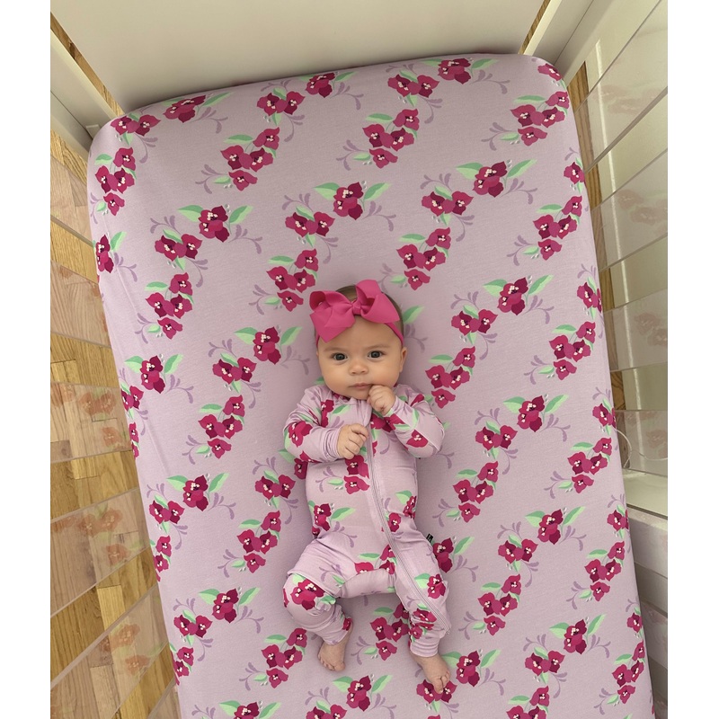 Crib Sheet in Floral Lilac|Crib Sheet