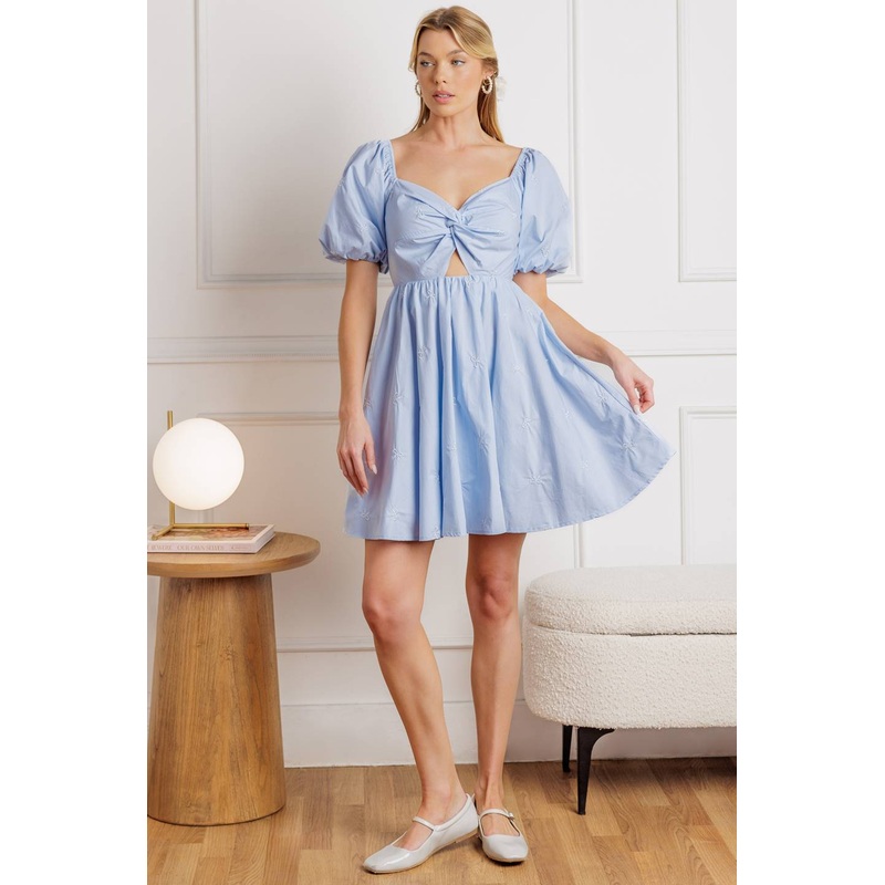 GOTTA LOVE WOVEN MINI DRESS|POWDER BLUE|S|M|L