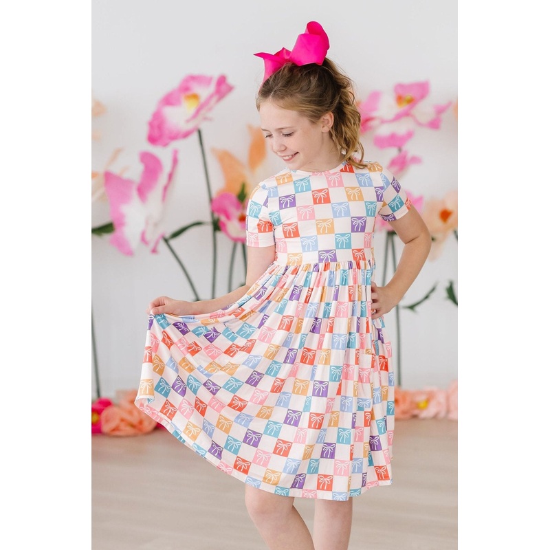Rainbow Ribbons S/S Pocket Twirl Dress
