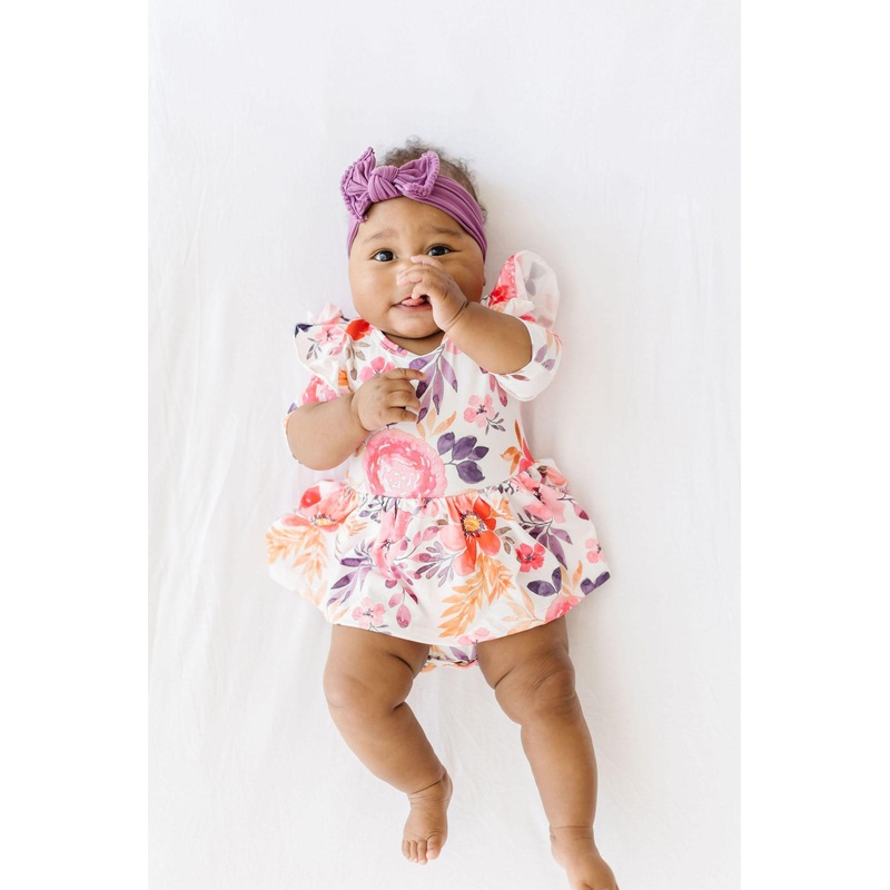 Tangerine Leaves Twirl Flutter Bodysuit