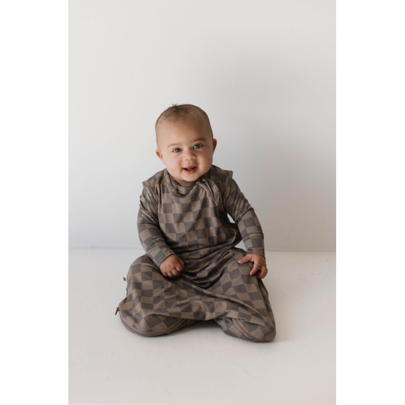 Bamboo Sleep Sack | Faded Brown Checkerboard