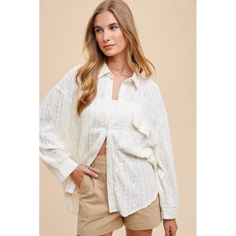 Button Down Drop Shoulder Shirt