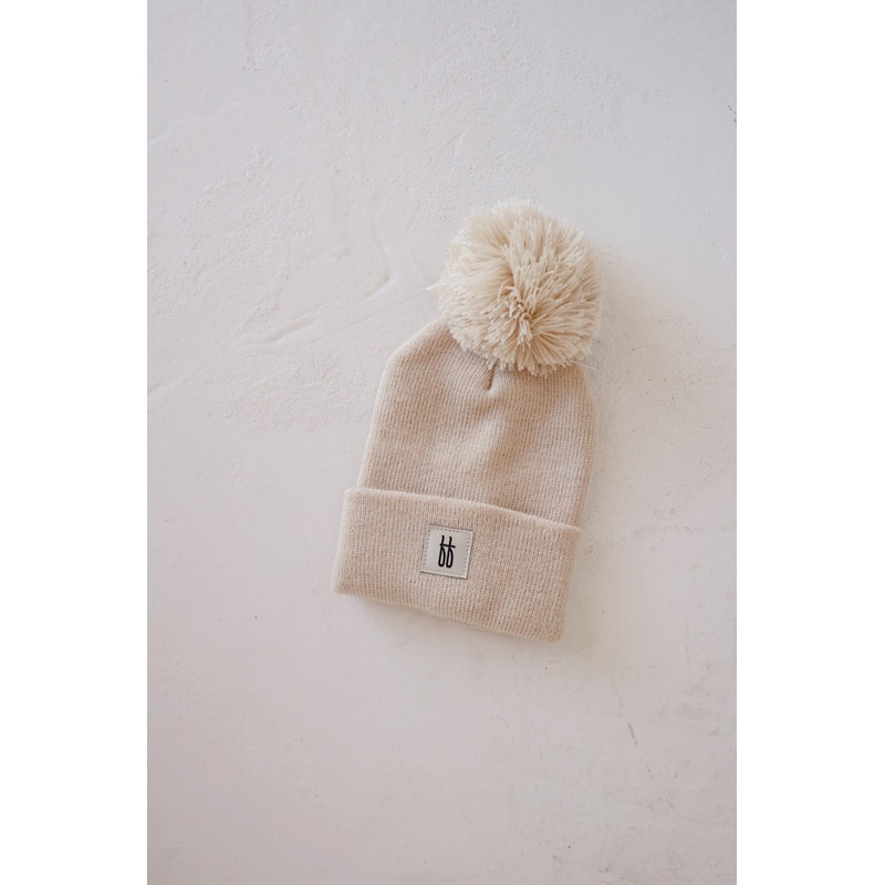 ff Pom Top Knit Beanie | Oatmeal
