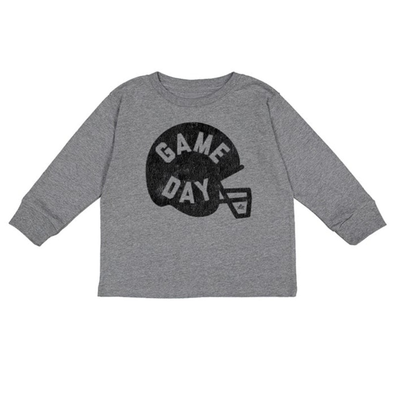 Game Day Long Sleeve Crewneck|2T|3T|4T|5T|YS (6/8)|Grey|Black
