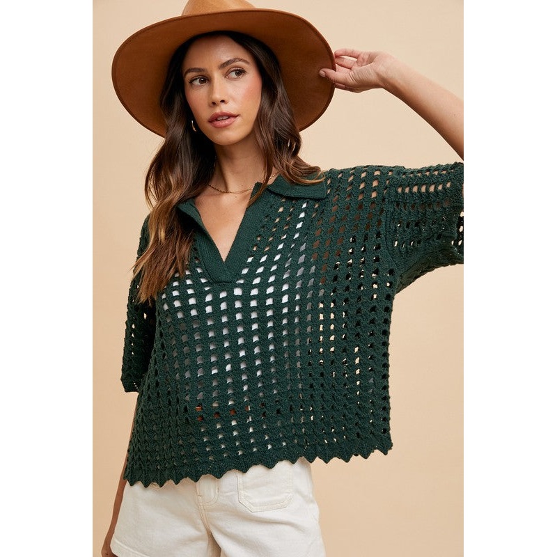 Johnny Collar Knit Cover Up|Dark Green|S|M|L|XL