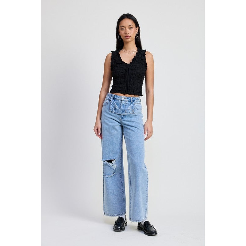 LAYERED STRAIGHT LEG DENIM PANT