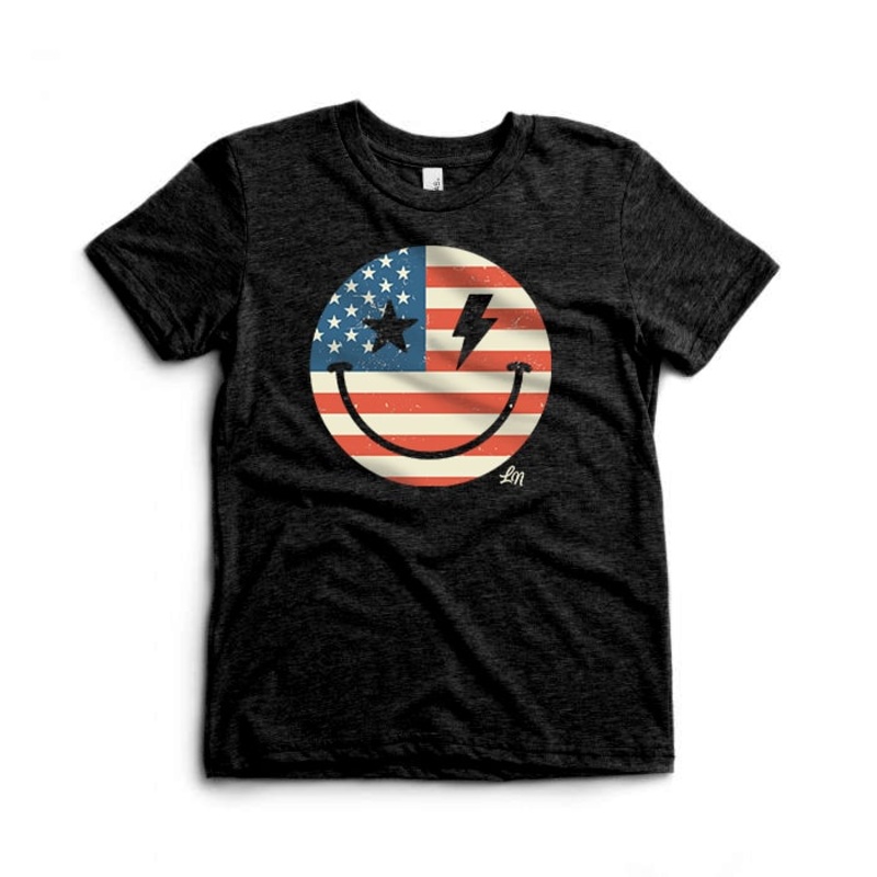 Smile for ‘Merica Tee|6-12 Months|12-18 Months|18-24 Months|2T|3T|4T|5T|Youth Small|Charcoal Black Triblend