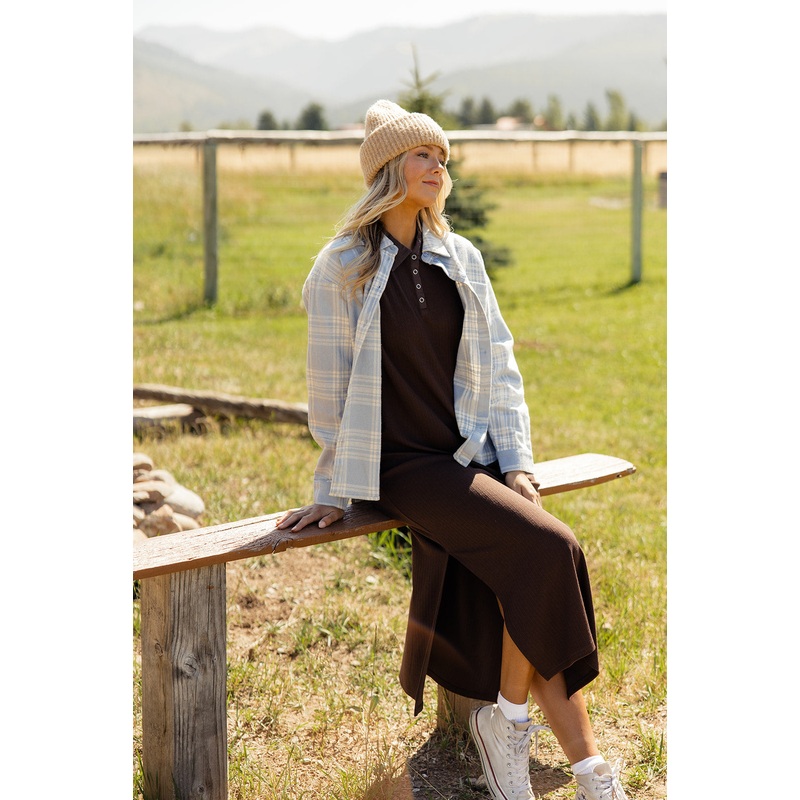 Wild Winds Button Dress|SaddleBrown|S|M|L