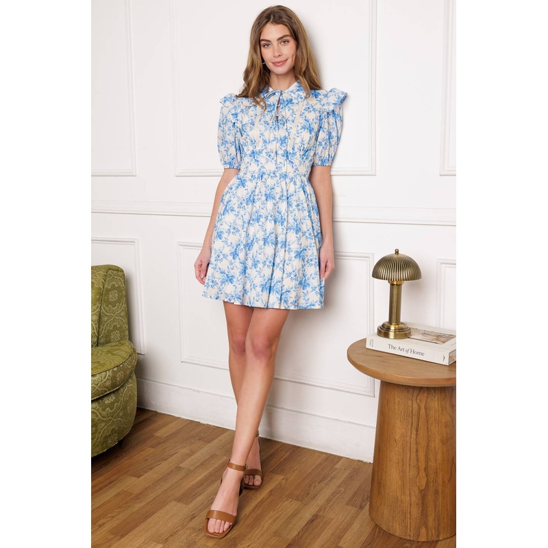 BLOOMING SHORES WOVEN MINI DRESS