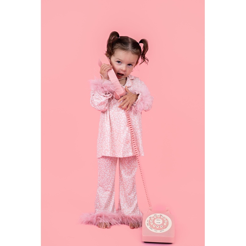 BLUSHING LEOPARD GIRLS FLARE FEATHERED DREAM SET