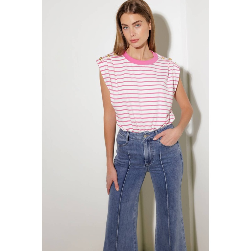 FEELING SPECIAL PINK KNIT TOP|WHITE/PINK|WHITE/BLUE|S|M|L