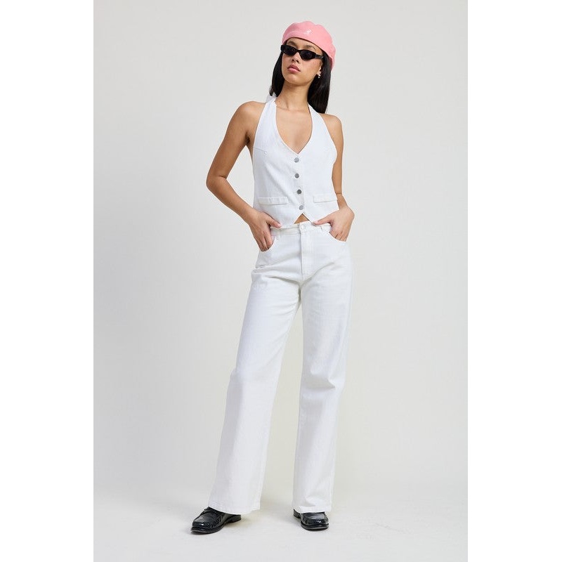 FOLDED FITTED DENIM PANTS|VINTAGE BLUE|WHITE|S|M|L