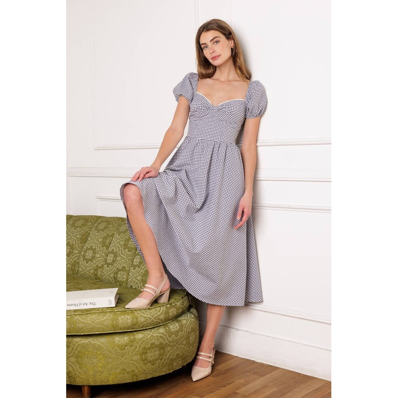 IT’S MY DAY WOVEN MIDI DRESS|NAVY|S|M|L