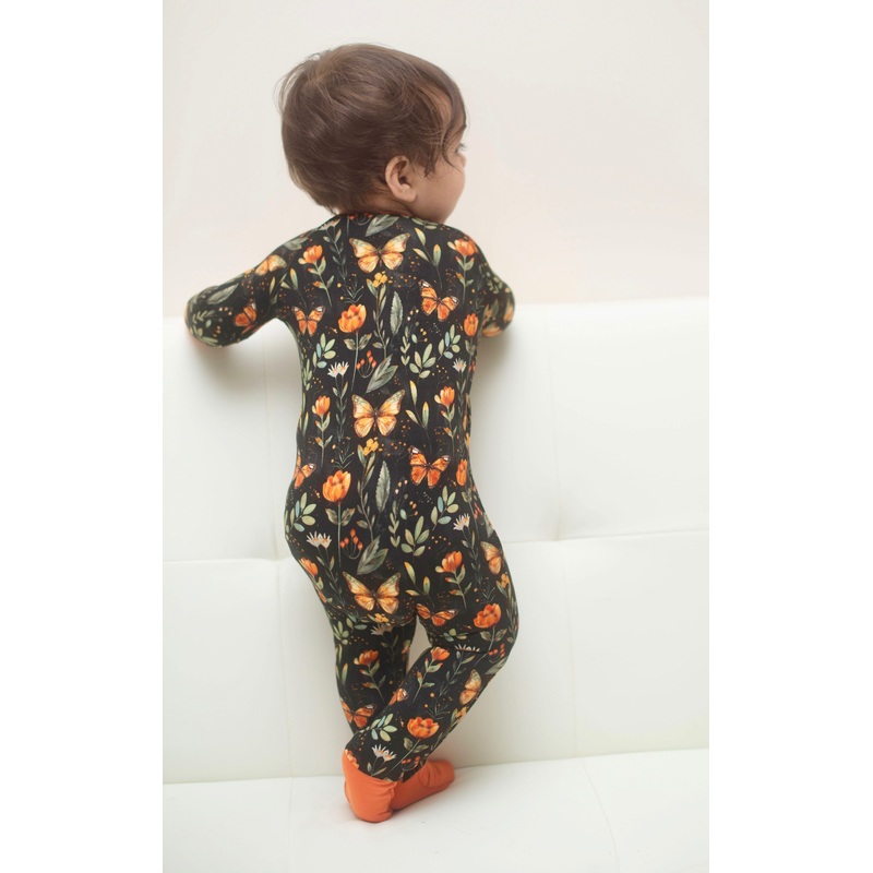 Midnight Monarchs Convertible Footie