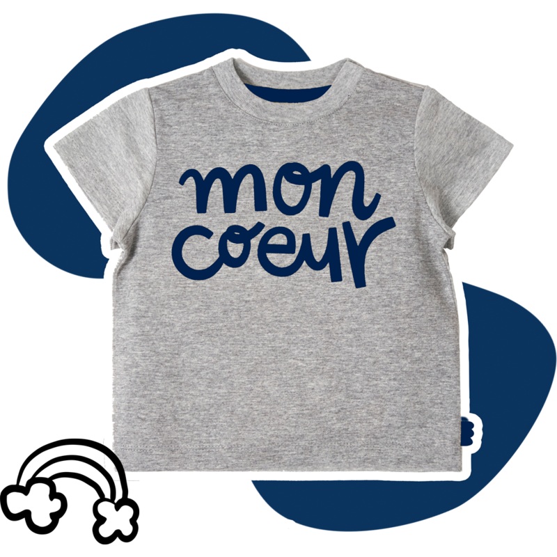 Mon Coeur T-Shirt Navy Logo – Grey