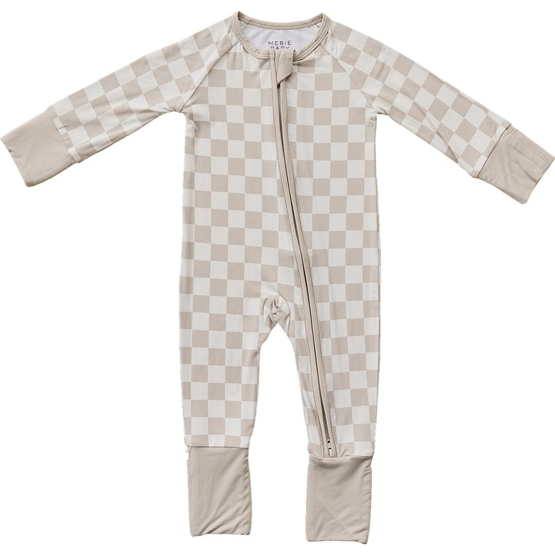 Taupe Checkered Bamboo Zipper|NB|0-3|3-6|6-12|18