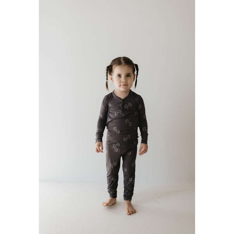 Bamboo Two Piece Pajamas | Charcoal Arm Day